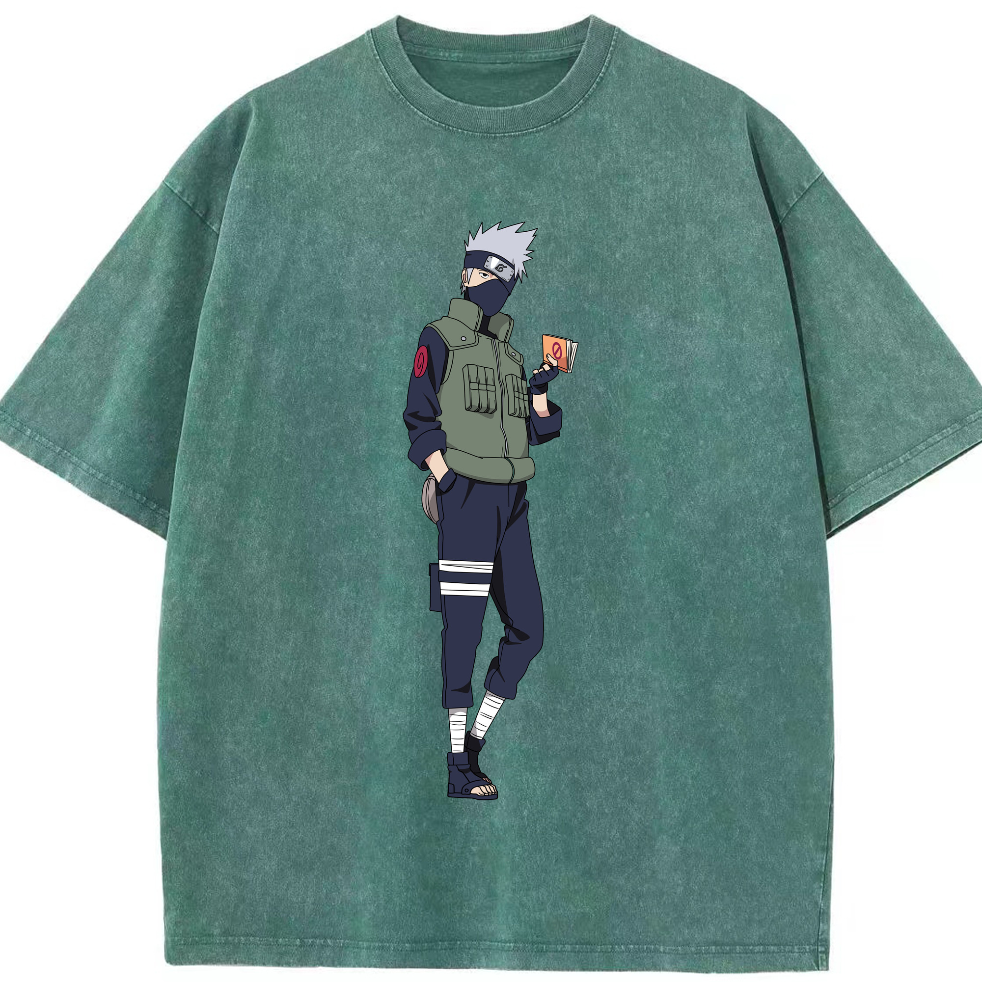（画像用） NARUTO -ナルト- はたけ カカシ Hatake Kakashi 綿100% ヴィンテージ風 半袖Tシャツ（フロントプリント）